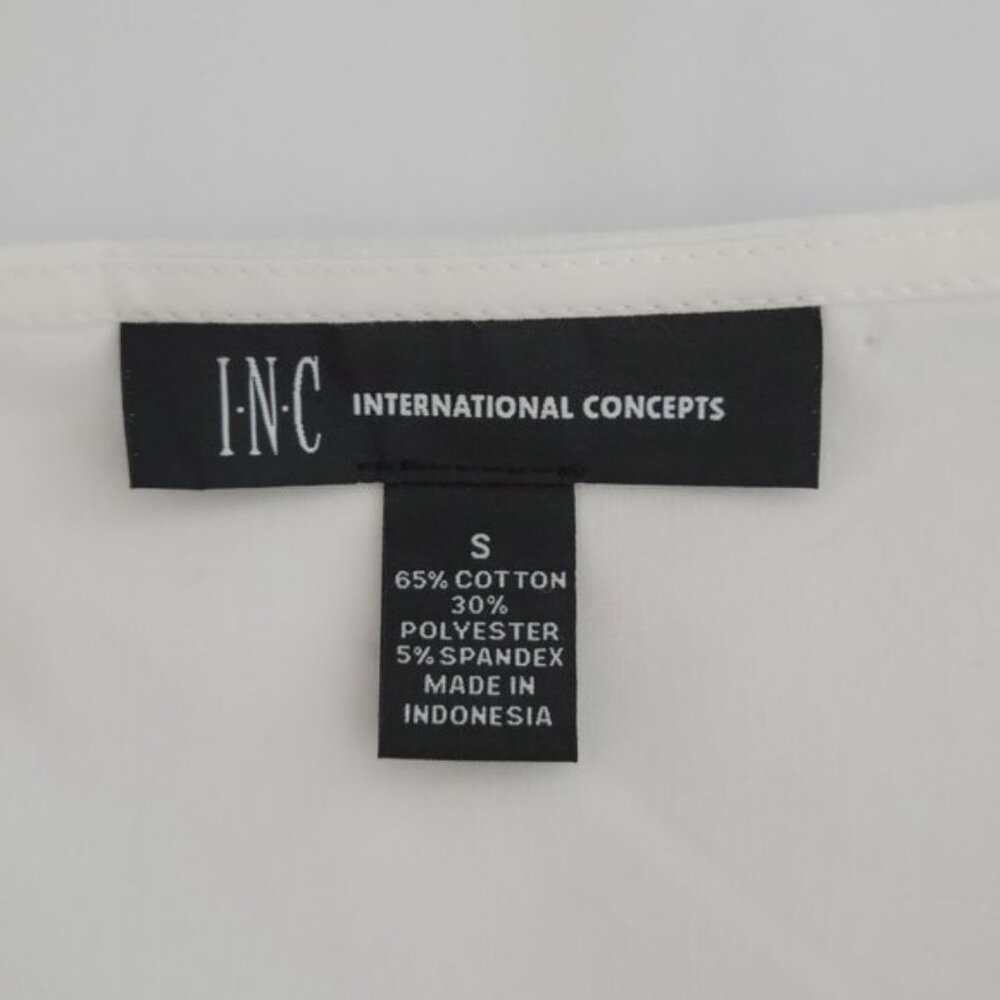 INC International Concepts White Wrap Blouse Puff Pleated Sleeves Size S NWOT - Picture 8 of 9